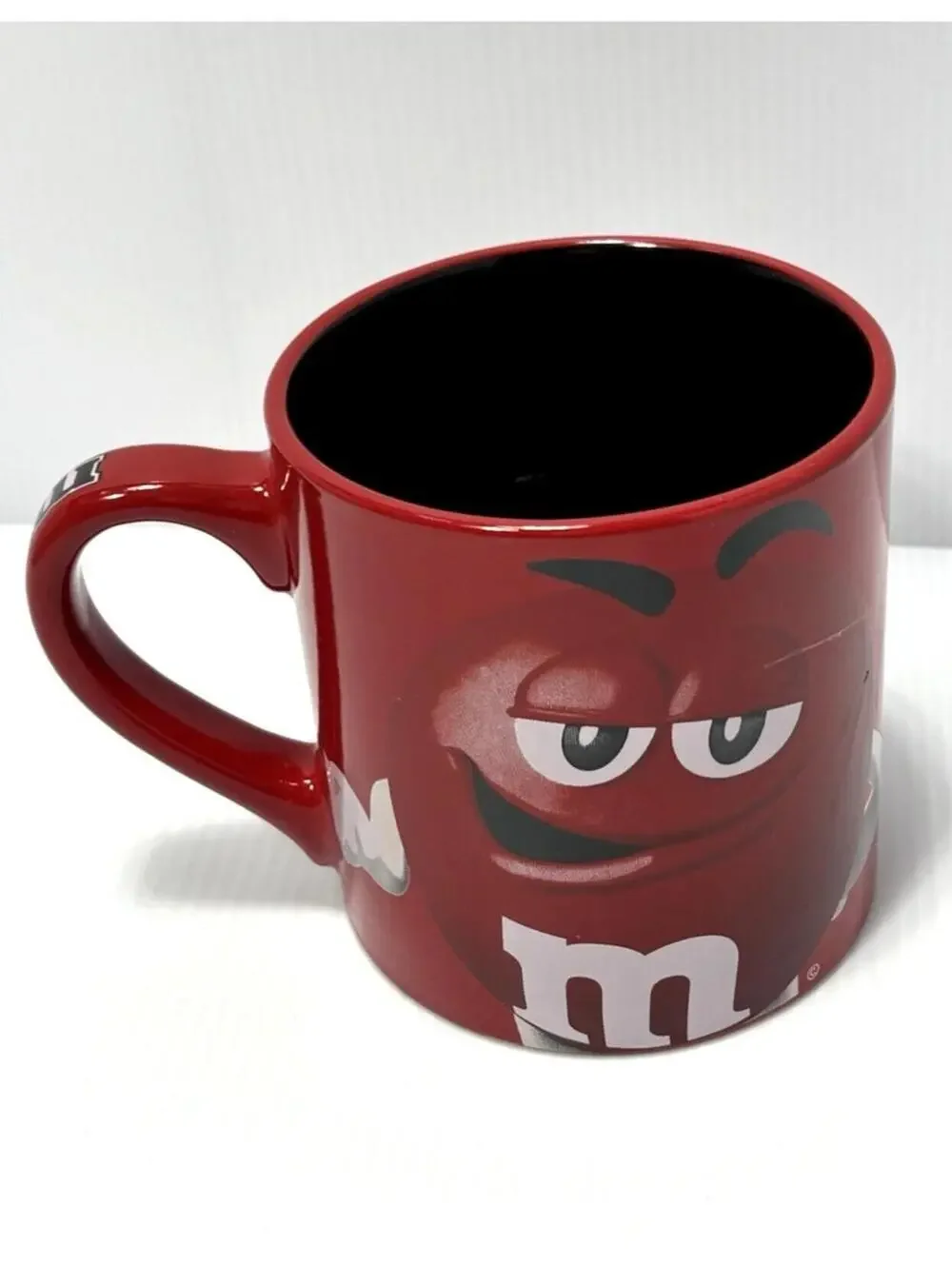 M&Ms Red Character Ceramic Coffee Mug Face Red White M Logo Collectible Cup, New